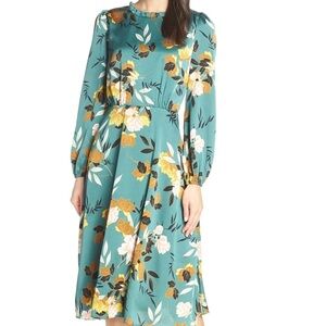 Chelsea28 Teal Floral Long Sleeve Dress P2P 21in